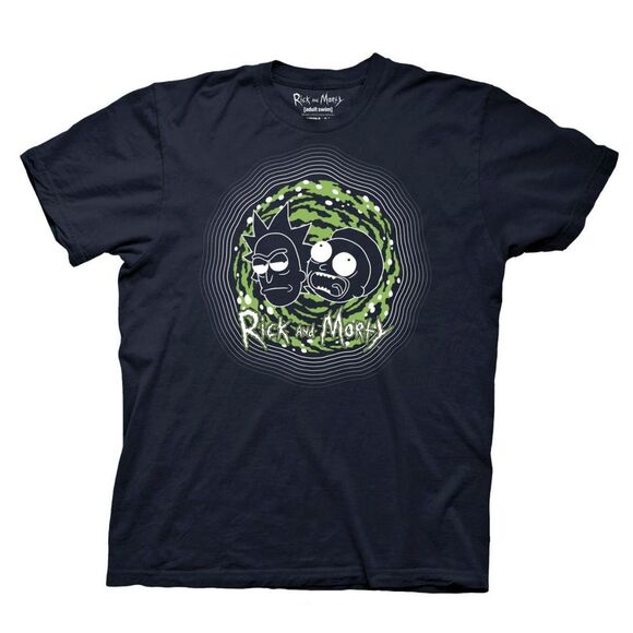 Rick and Morty Mens Shirt Green Portal Outline Unisex T-Shirt Navy XL 2XL NWT - Picture 1 of 12